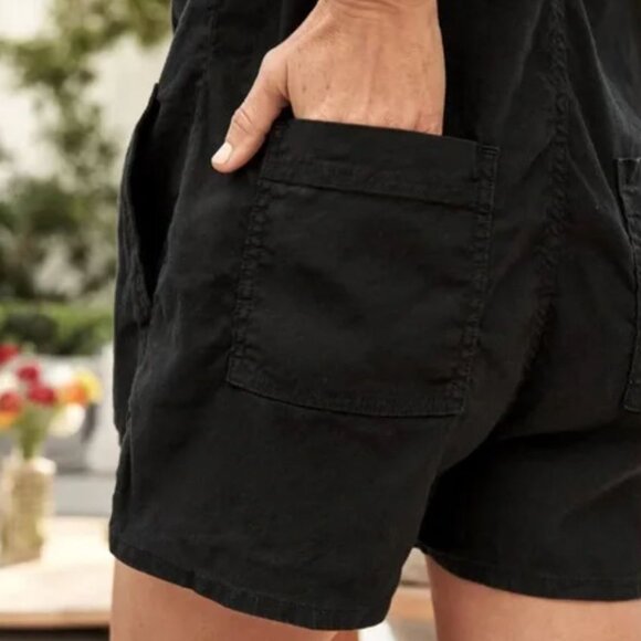 Frank & Eileen | Cotton & Flax Linen “Ireland” Black Long Sleeve Romper | Medium - Picture 3 of 13